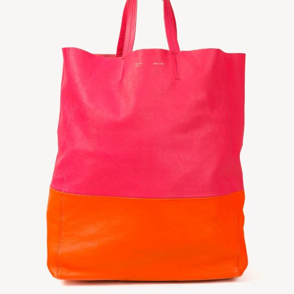 Celine 2011 Lambskin Vertical Bi-Color Cabas Hibiscus Tote Bag - Picture 1 of 13